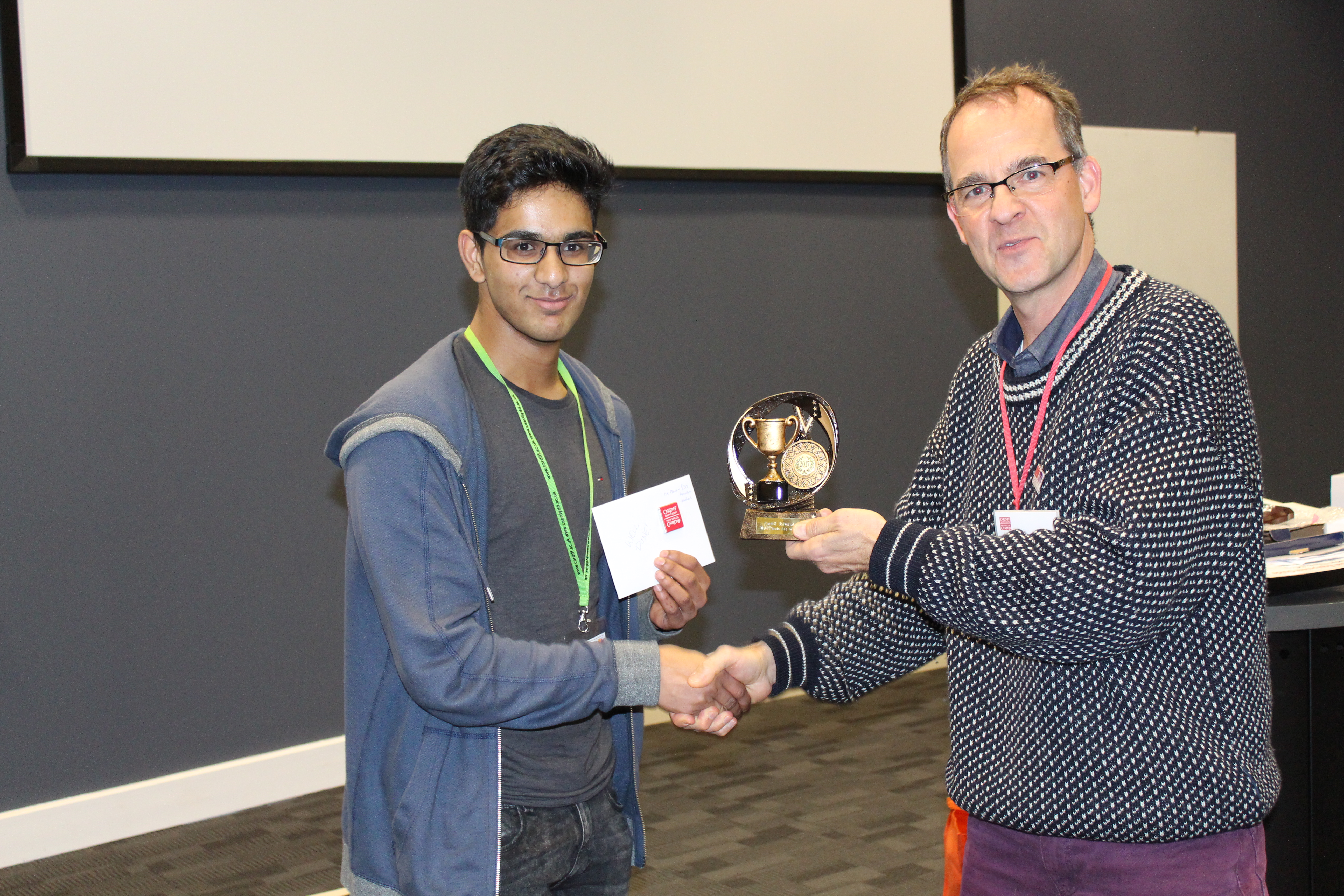Winner 1 Whitchurch School student Raihaan Biju with Frank