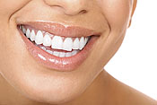 A woman smiling