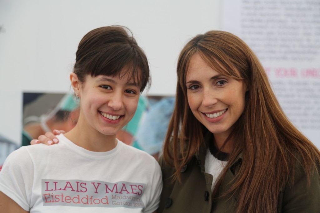 Alex Jones and our Llais y Maes student at the 2015 Eisteddfod