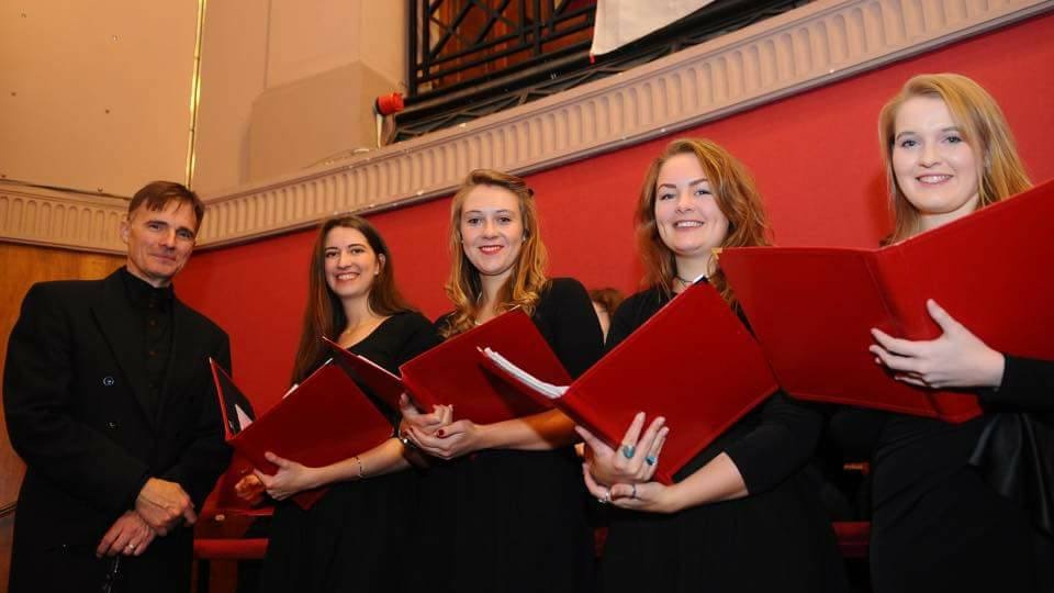 Dr Peter Leech and choir