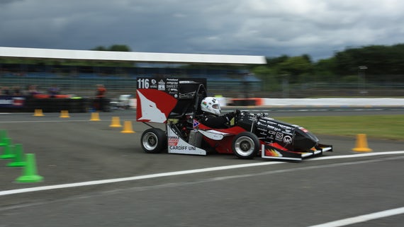 Cardiff racing car on track