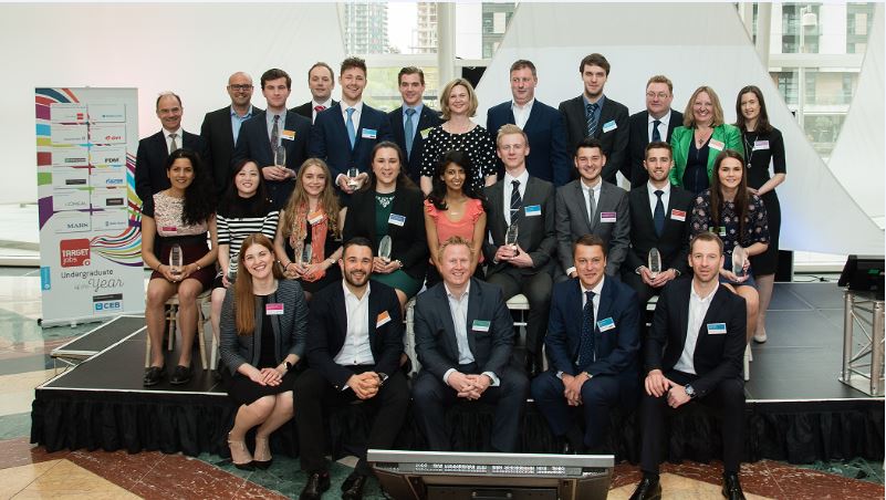 Image of multiple winners of the 2017 Targetjobs Undergraduate of the Year awards
