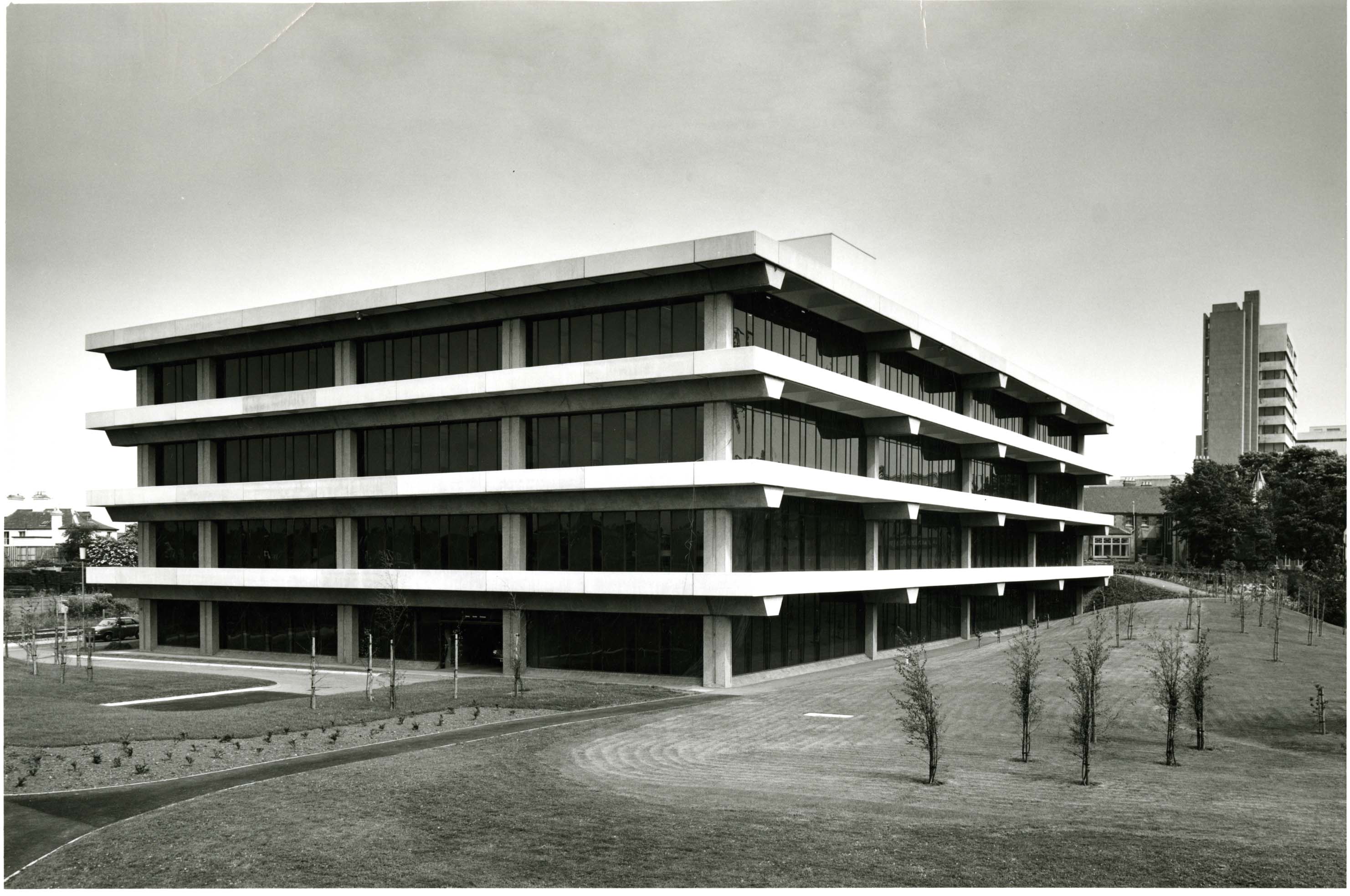 Old exterior shot of the Arts & Social Studies Library