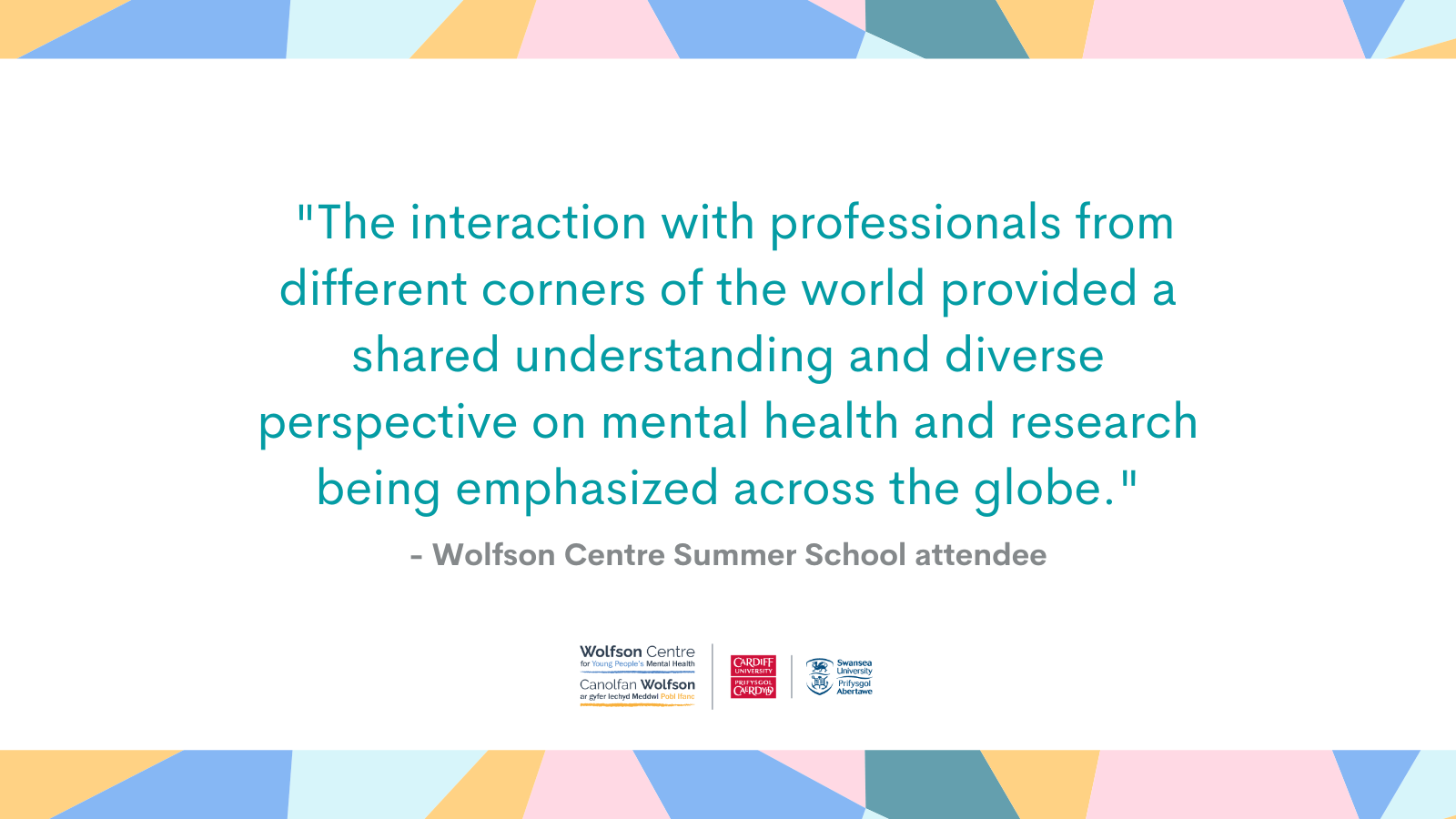 Graphic displaying quote from a Wolfson Centre Summer School attendee