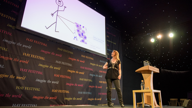 Dr Simone Cuff presenting her talk - &lsquo;Could viruses be good for you?&rsquo;