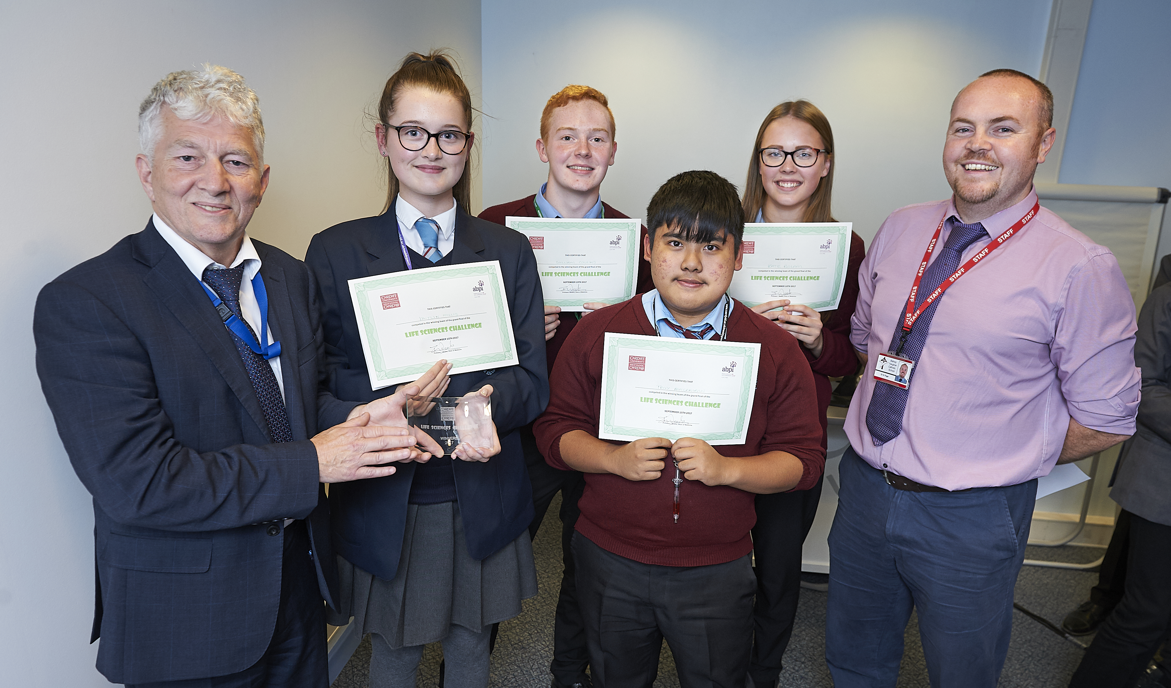 Image of students from Bishop Vaughn receiving their award