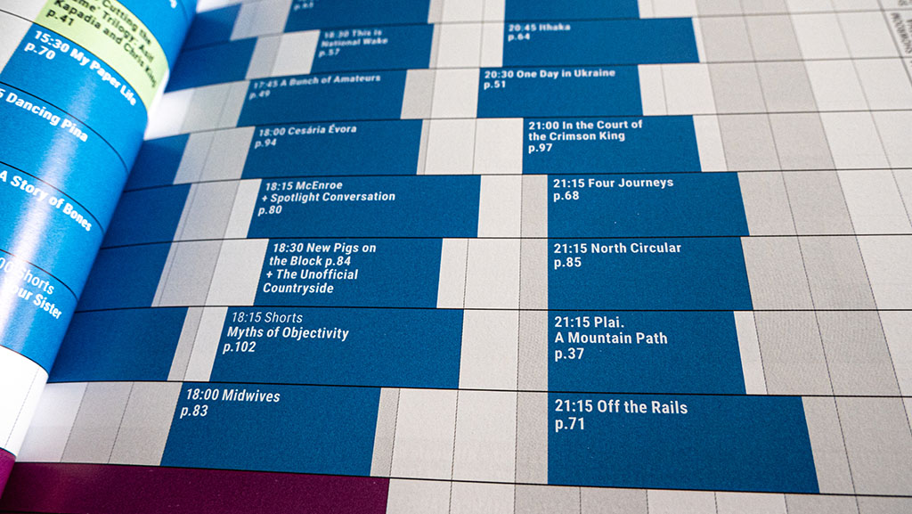 Programme showing the documentaries available at DocFest.