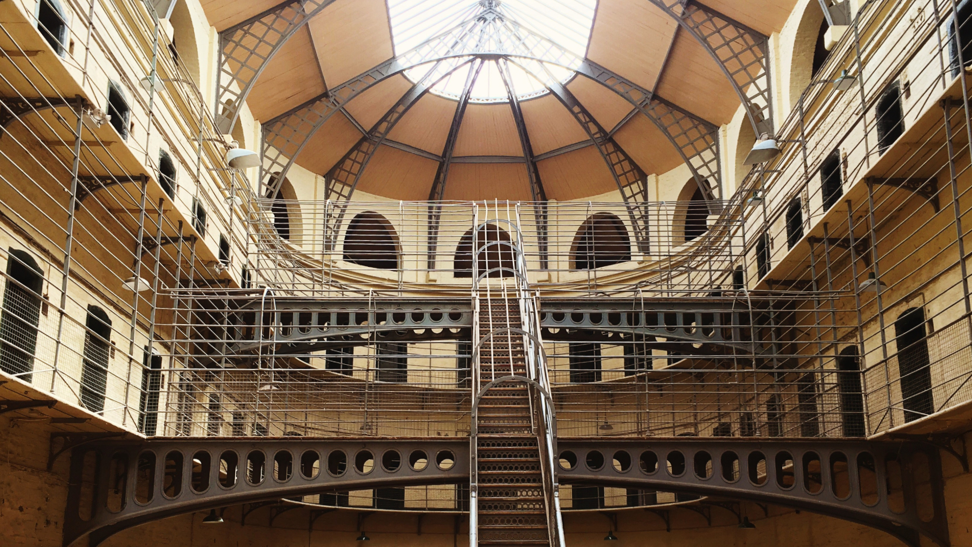 The inside of a prison.