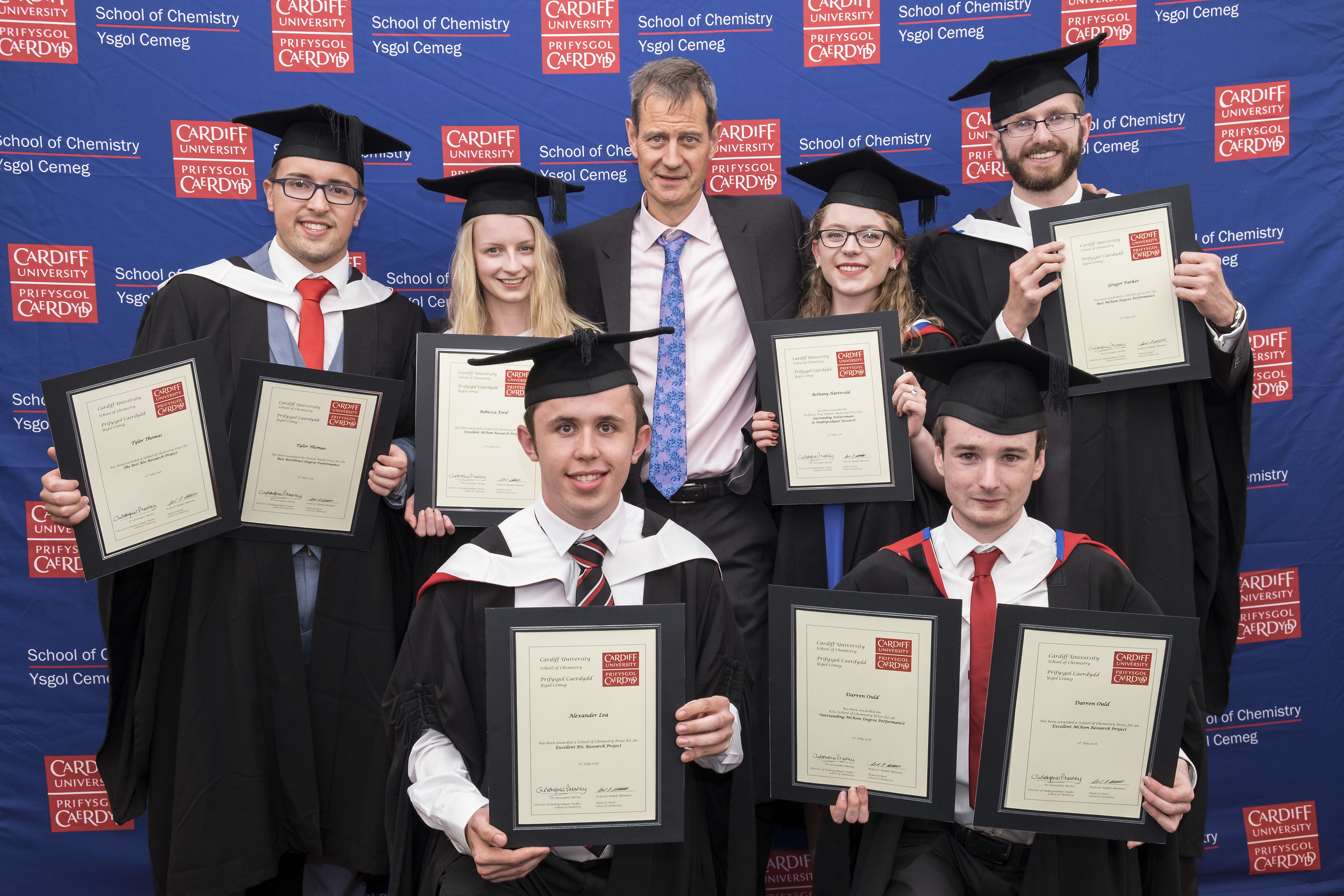 Professor Rudolf Allemann with the 2016 graduation prize winners