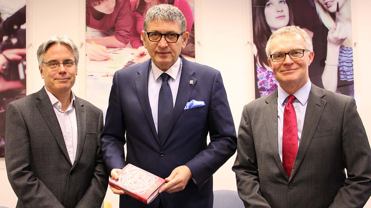 Professor Stuart Allan, Ambassador Neskovic and Nick Bodycombe