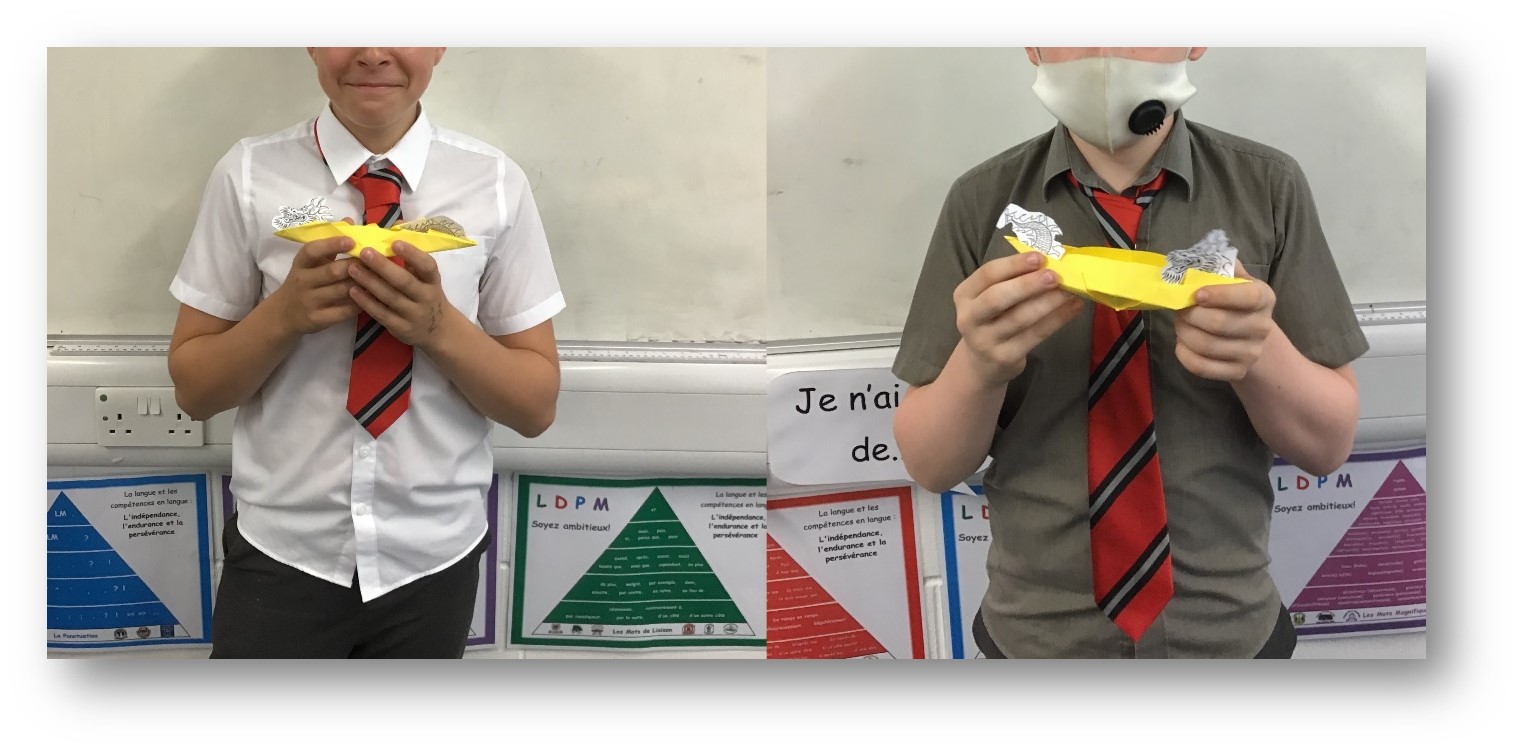 Pupils from Ysgol Gyfun Cwm Rhymni with their completed dragon boats