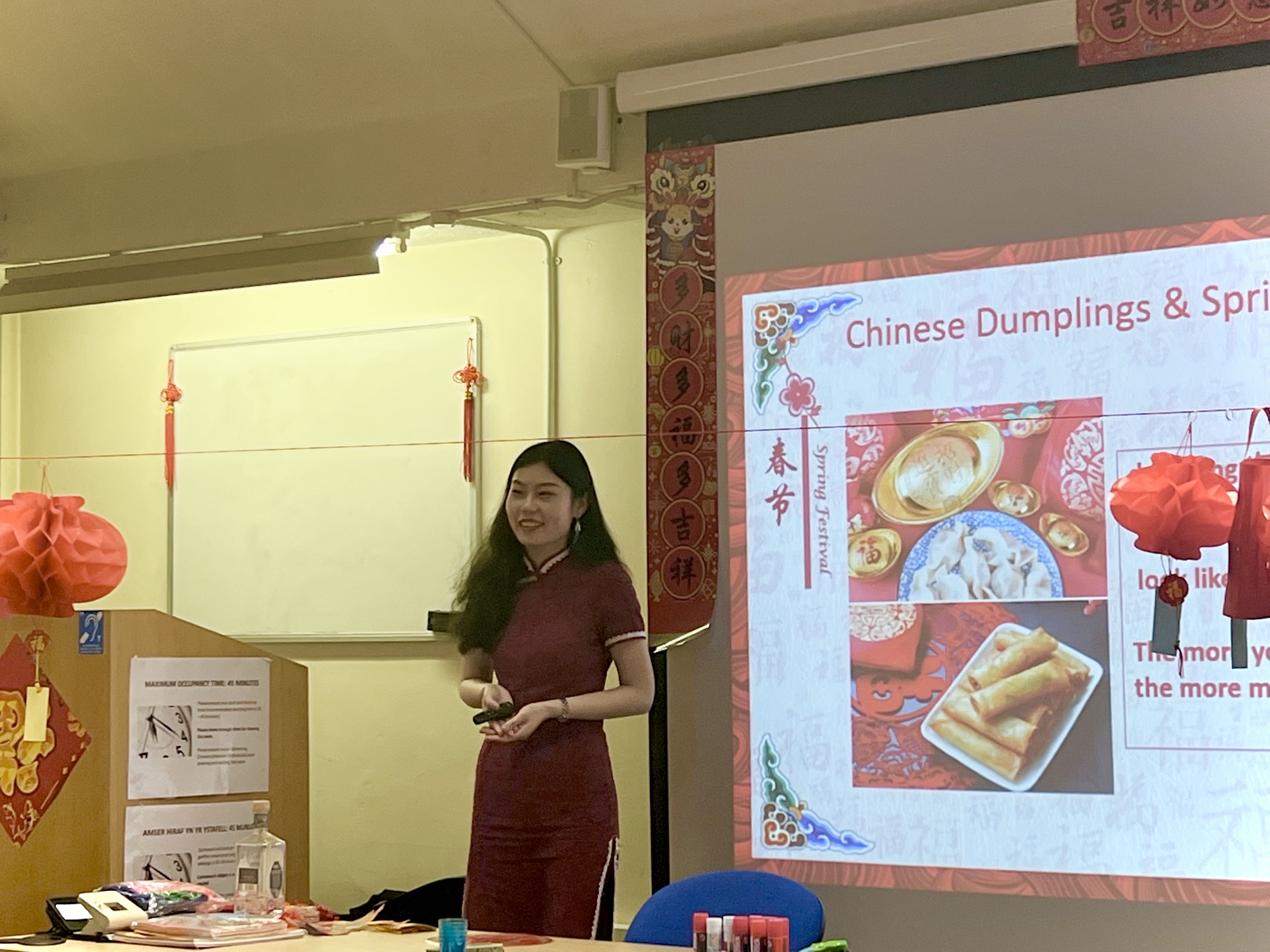 Cardiff Confucius Institute tutor talks about Chinese New Year at Chinese Corner.