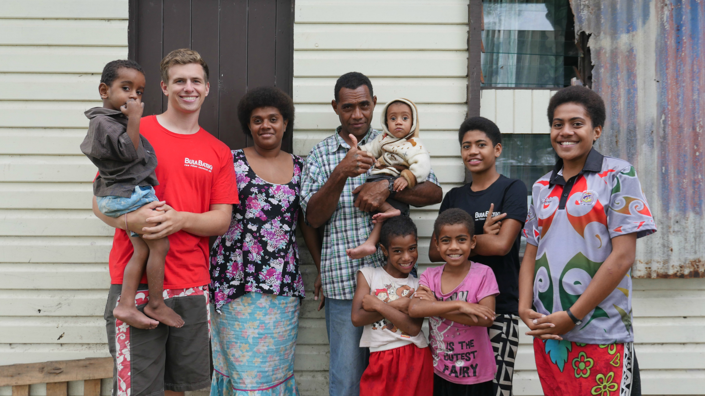 Callum Drummond with Batiki family