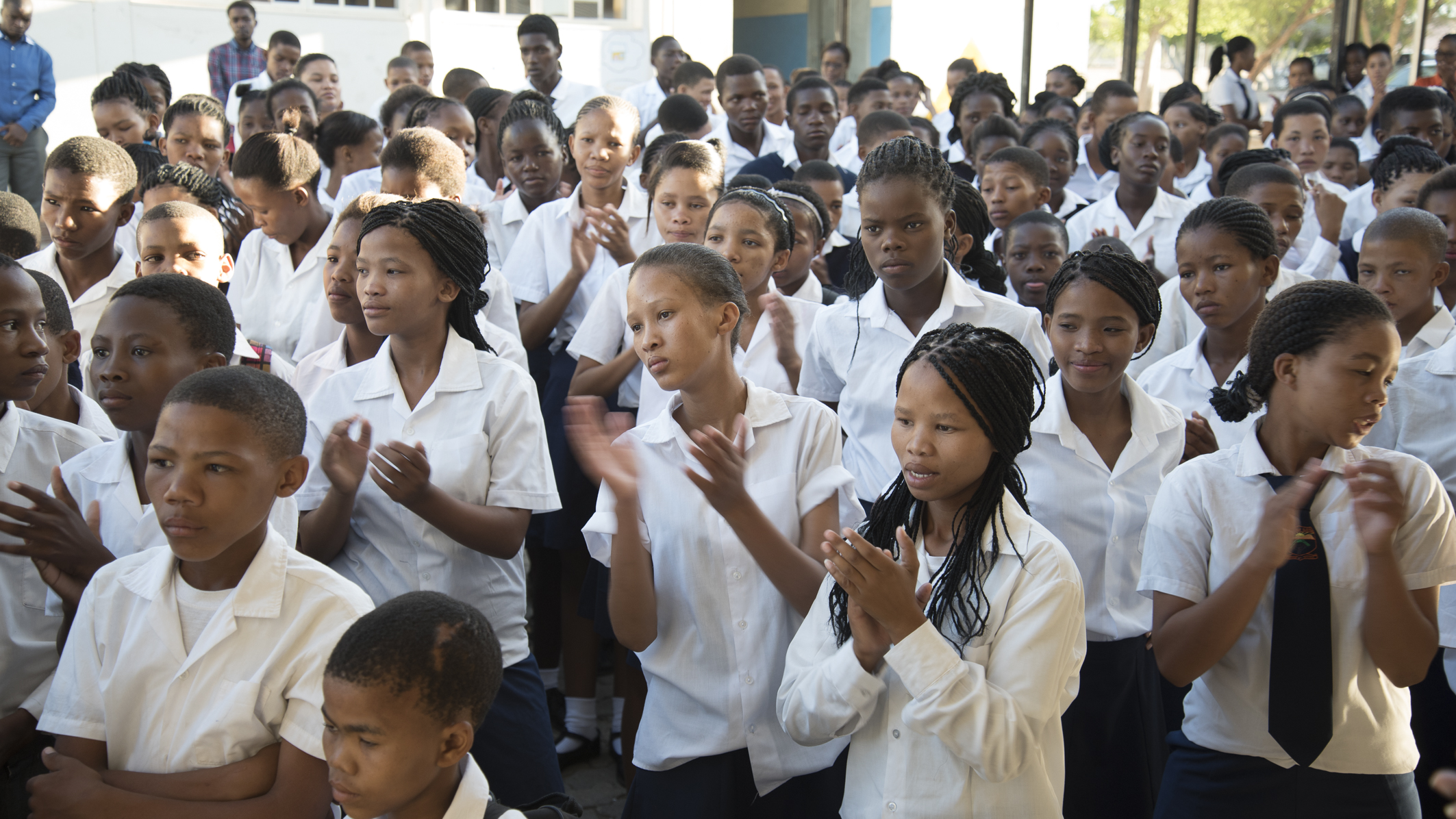 Namibian school children clapping