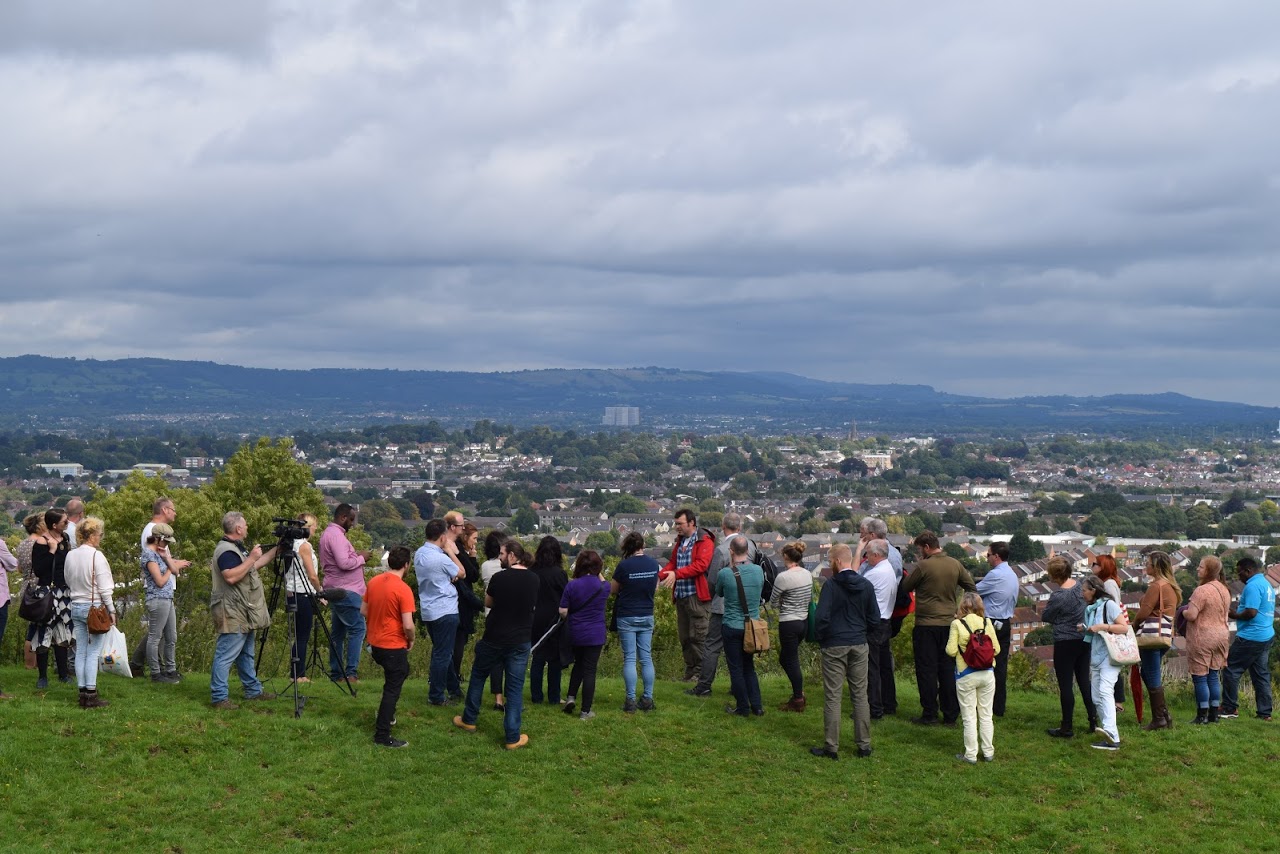 Crowd on CAER hillfort site