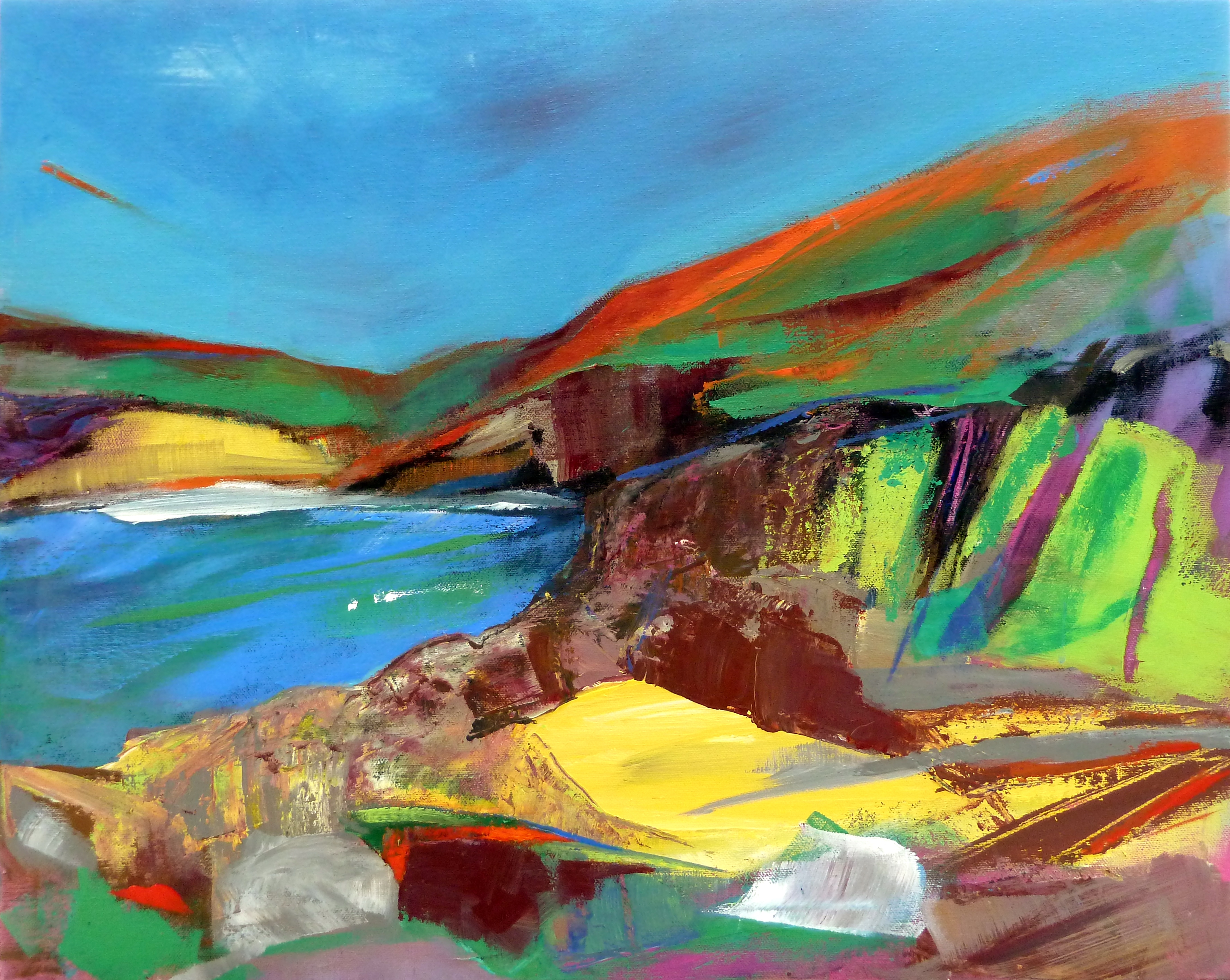 Painting of a boat cove by Ria Poole