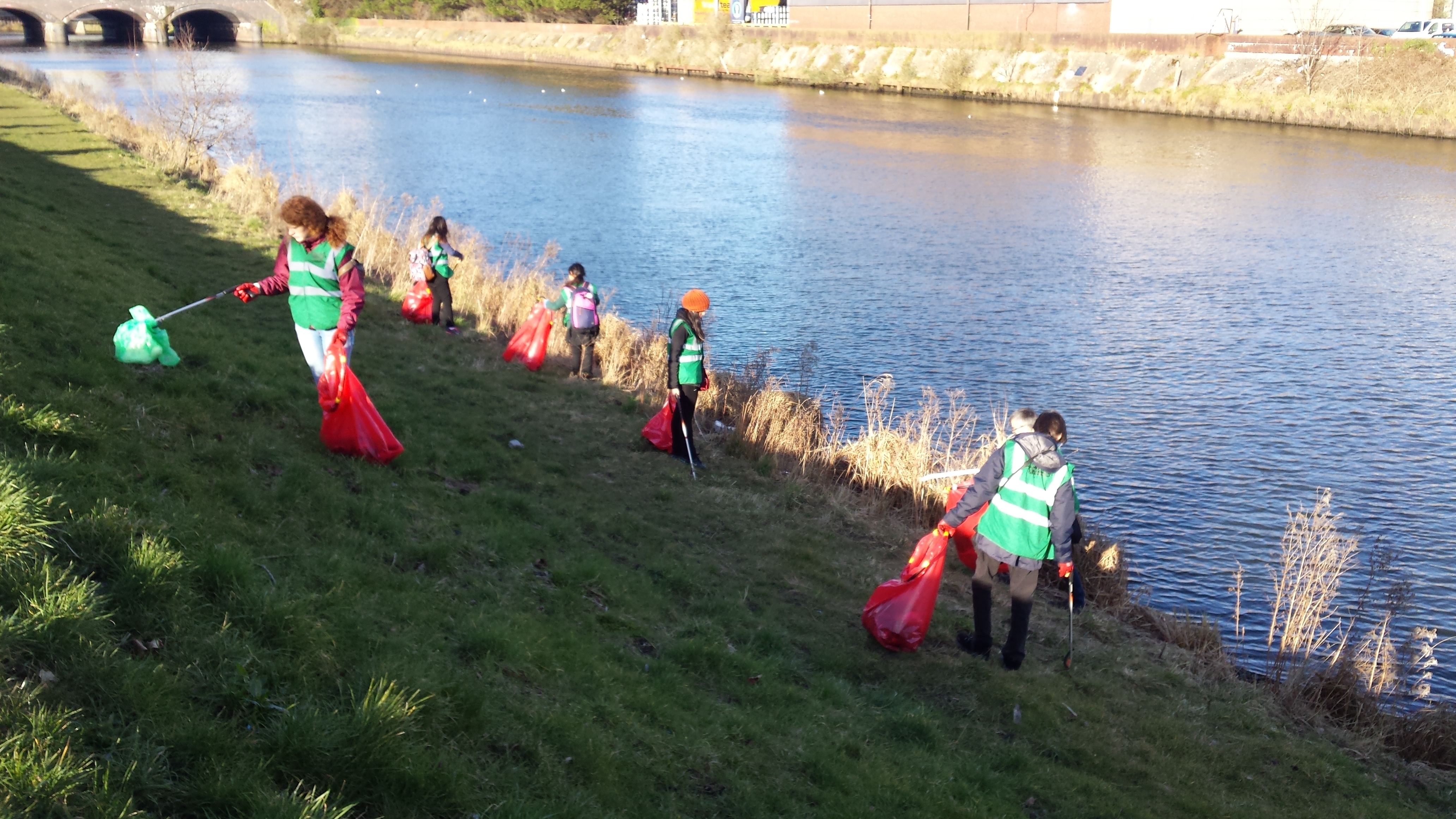 The Community Gateway litter pick team on the banks of the Taff